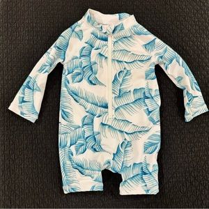 Janie & Jack Palm Leaf One Piece Rashguard & Hat for Baby